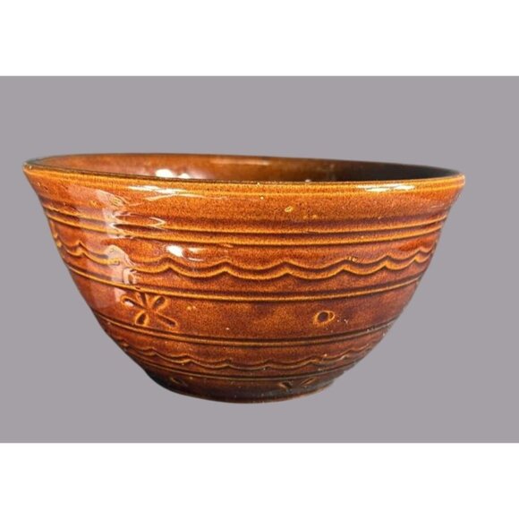Vintage Marcrest Daisy Dot Oven Proof Stoneware Brown 8” Mixing Bowl - Picture 1 of 3